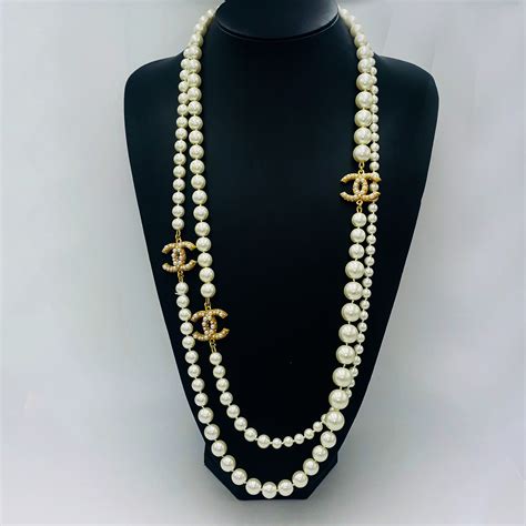 long pearl necklace chanel|chanel pearl necklace for sale.